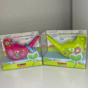 NEW Cometrue Bird Whistle & Bath Toy (1) Lime Green & (1) Hot Pink